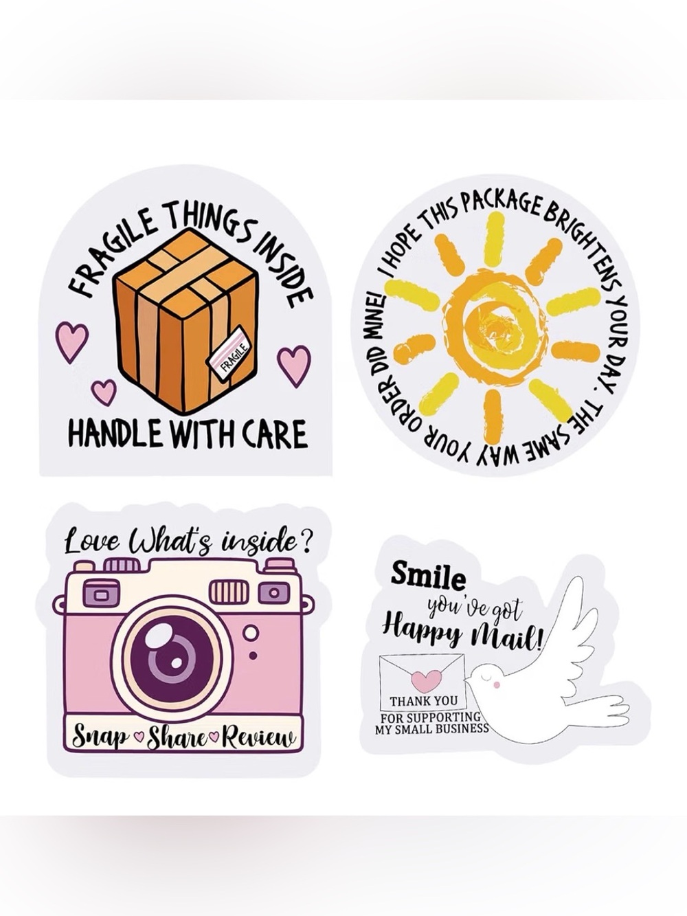 96 Cute Mailer Sticker Set Bundle 24 each